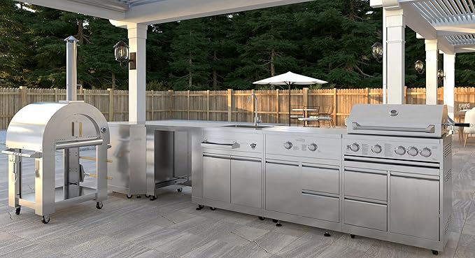KoolMore Outdoor Kitchen 30 in. BBQ Liquid Propane Grill with Cabinet in Stainless-Steel (KM-OKS-BQ30-BQ30CAB)