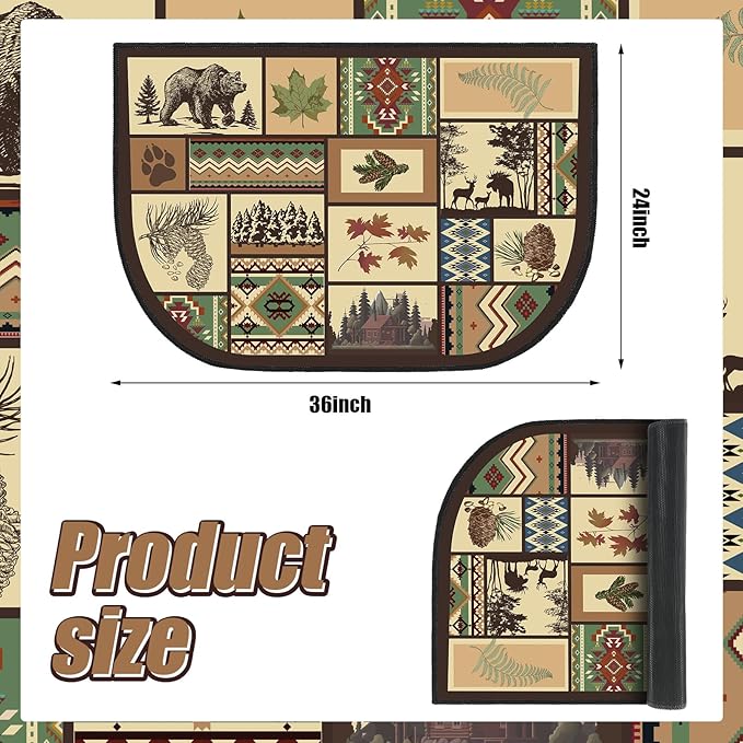 Demissle Cabin Fireplace Hearth Rug Fireplace Mats Cabin Southwestern Fireproof Rug Fire Resistant Mat for Wood Stove Floor for Kitchen Indoor Outdoor(24 x 36 Inch,Lovely)
