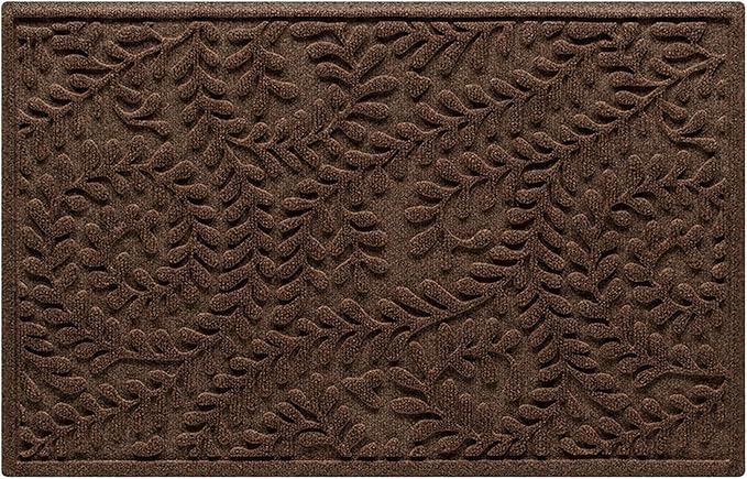 WaterHog Indoor/Outdoor Door Mat, 2' x 3', Made in USA, Durable & Skid-Resistant Front Door Rug, Decorative, Water-Trapping & Heavy-Duty Entryway Mat for Your Home, Boxwood Collection, Dark Brown