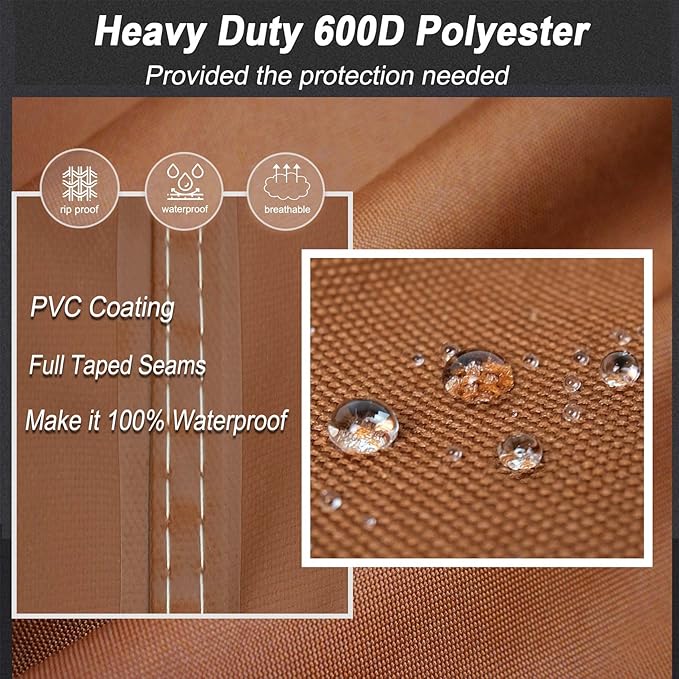 NettyPro 40 Inch Waterproof Electric Smoker Cover for Masterbuilt Electric Smoker, Outdoor Heavy Duty Square Vertical Smoker Grill Cover, Brown
