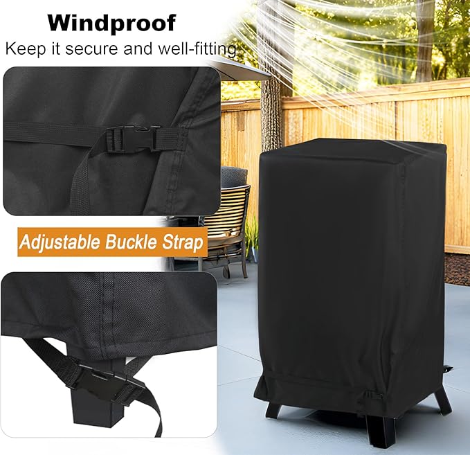NettyPro Electric Smoker Cover, Heavy Duty Waterproof Vertical Smoker Cover for Masterbuilt Outdoor Square Grill Smoker, Black