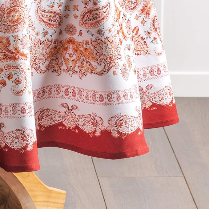 Maison d' Hermine Table Cloth Round Table 100% Cotton 69 Inches Fall Tablecloth Reusable Everyday Use for Thanksgiving Christmas Decorations Dining Farmhouse Party (Orient)