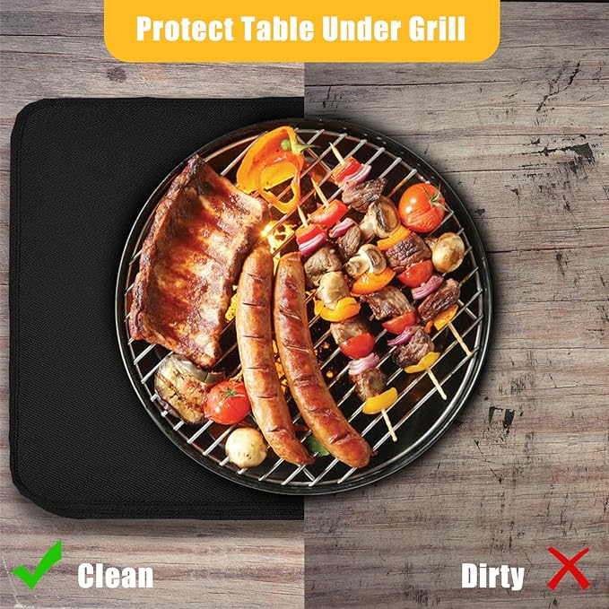 16" x 20" Rectangular Grill Mat, Fire Pit Mat Fireproof Under Grill Mat Oil-Proof Waterproof BBQ Pad for Outdoor Grill Accessories, Heat Resistant Protective Deck and Patio Mat Fire Resistant Pad