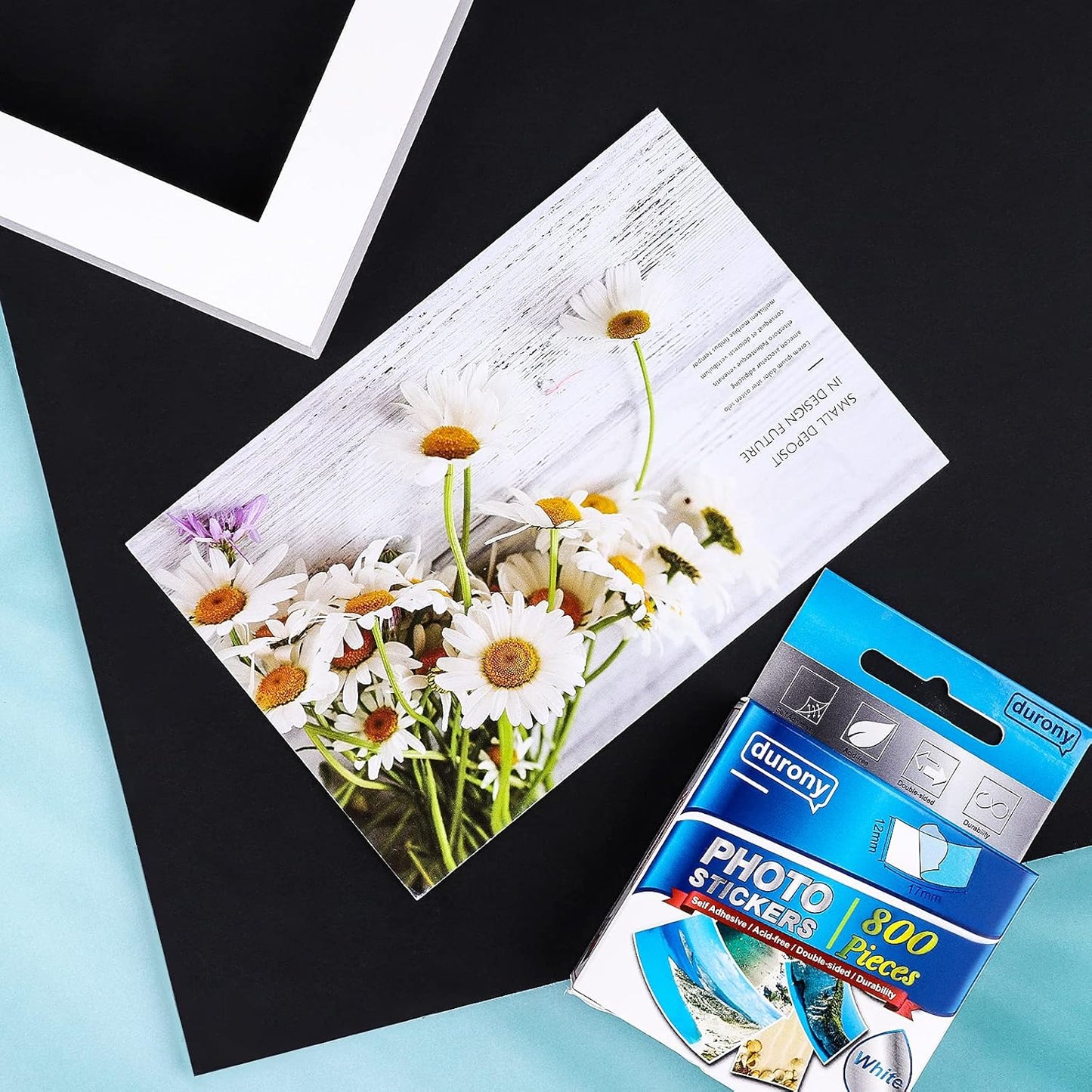 durony 800 Pieces Photo Sticker White Double-Sided Self Adhesive Photo Tapes for Pictures DIY Photo Album Journal