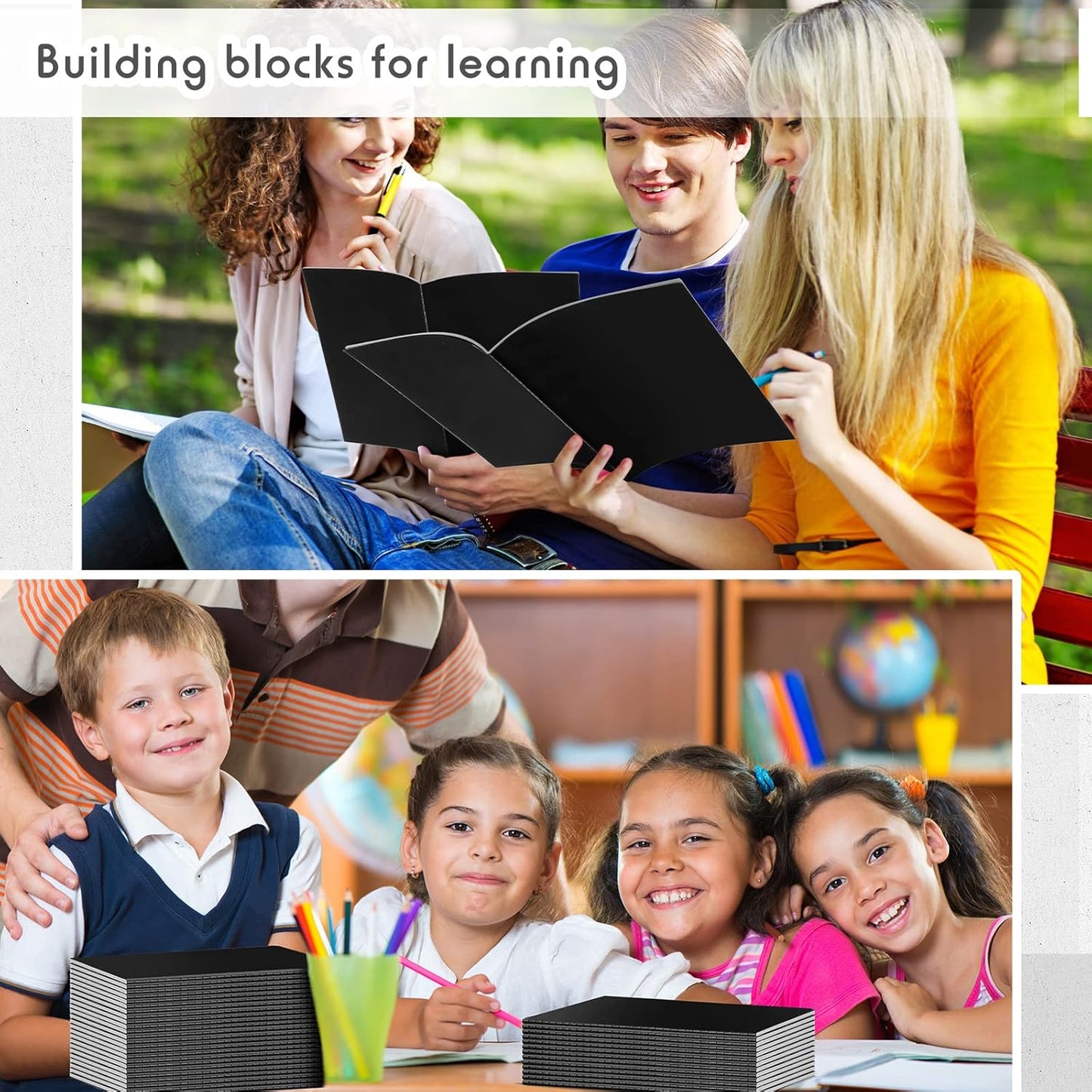 Handepo 100 Pack Composition Notebooks A5/A6 Ruled Lined Composition Kraft Notebooks Bulk Soft Cover Journals Travel Diary Memo for Students Classroom Office Supplies(A5,Black)