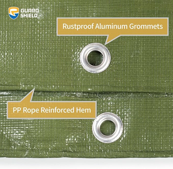 GUARD SHIELD Heavy Duty Tarp 30x40 Feet Green Multi Purpose Thick Waterproof Poly Tarp Cover 10mil