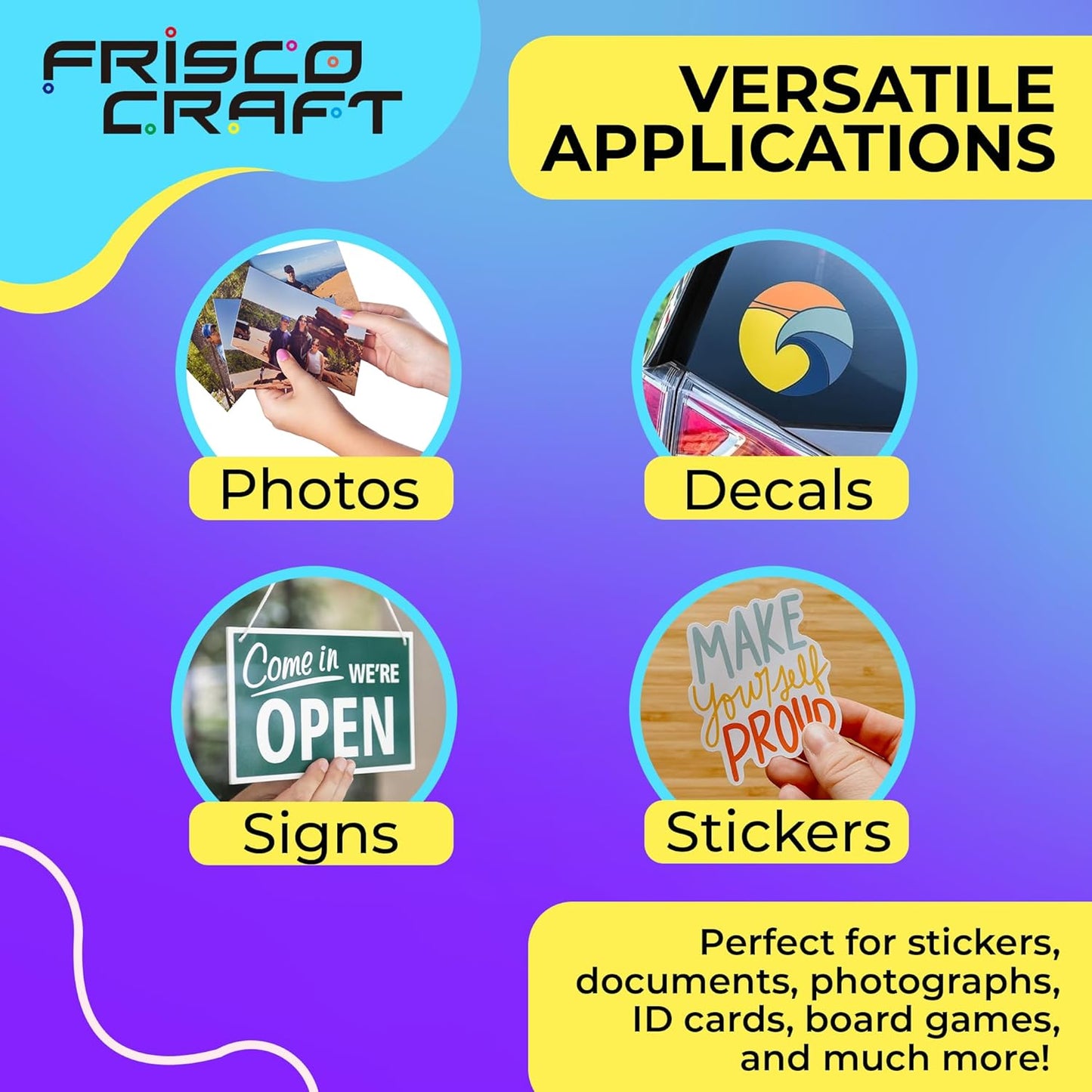 Frisco Craft Matte Clear Self Adhesive Laminating Roll - Self Laminating Sheets for Decals, Sticker, Photos & More - No Heat Sealing, Matte, Clear Sheets (12" x 30 ft)