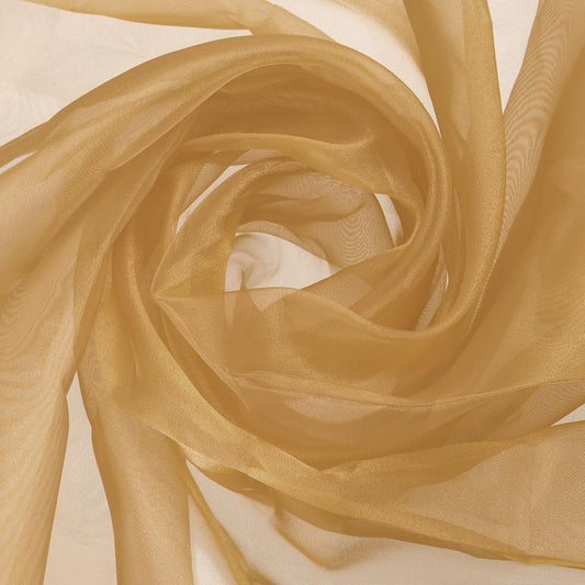 MECCANIXITY Iridescent Sheer Organza Fabric, 10 Yards x 59 Inches Solid Holographic Shiny Fabric Organza Cloth for Wedding, Curtains, Costume, Photo Background, Light Brown