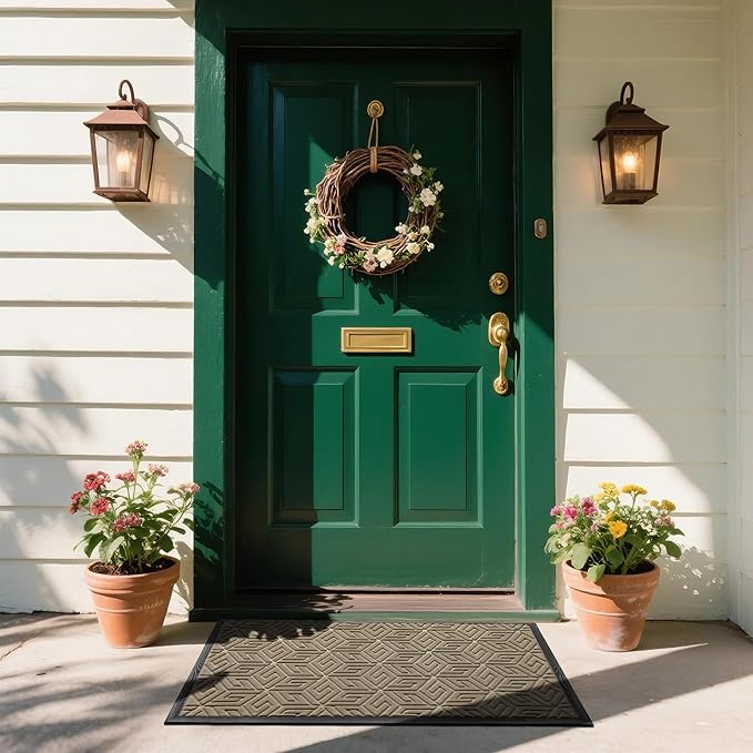 Yimobra Large Door Mat 36x24, All-Weather Waterproof Outdoor Mats for Front Door, Non Slip Rubber Doormat for Patio Proch Outside Entryway Indoor, Pale Khaki