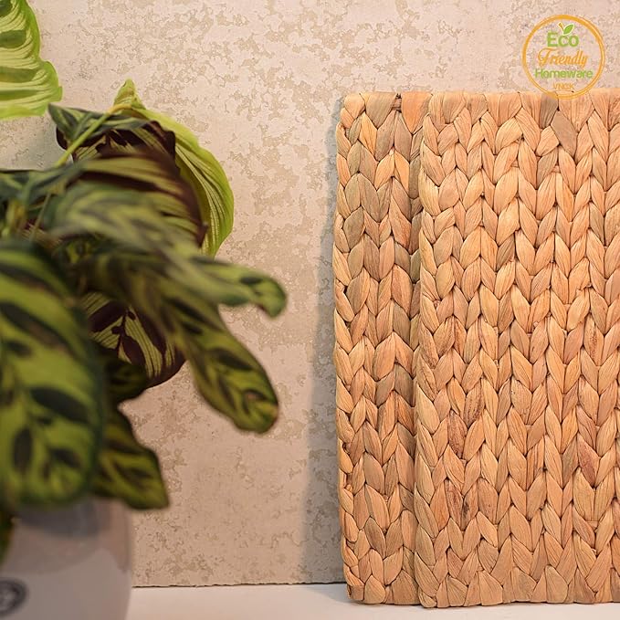 Boho Place Mats Set of 4, Square Table Mats Set of 4, Woven Placemats for Round Table, Chargers for Dinner Plates, Woven Chargers, Home Plate Mat, Outdoor Placemats, Manteles Individuales De Mesa