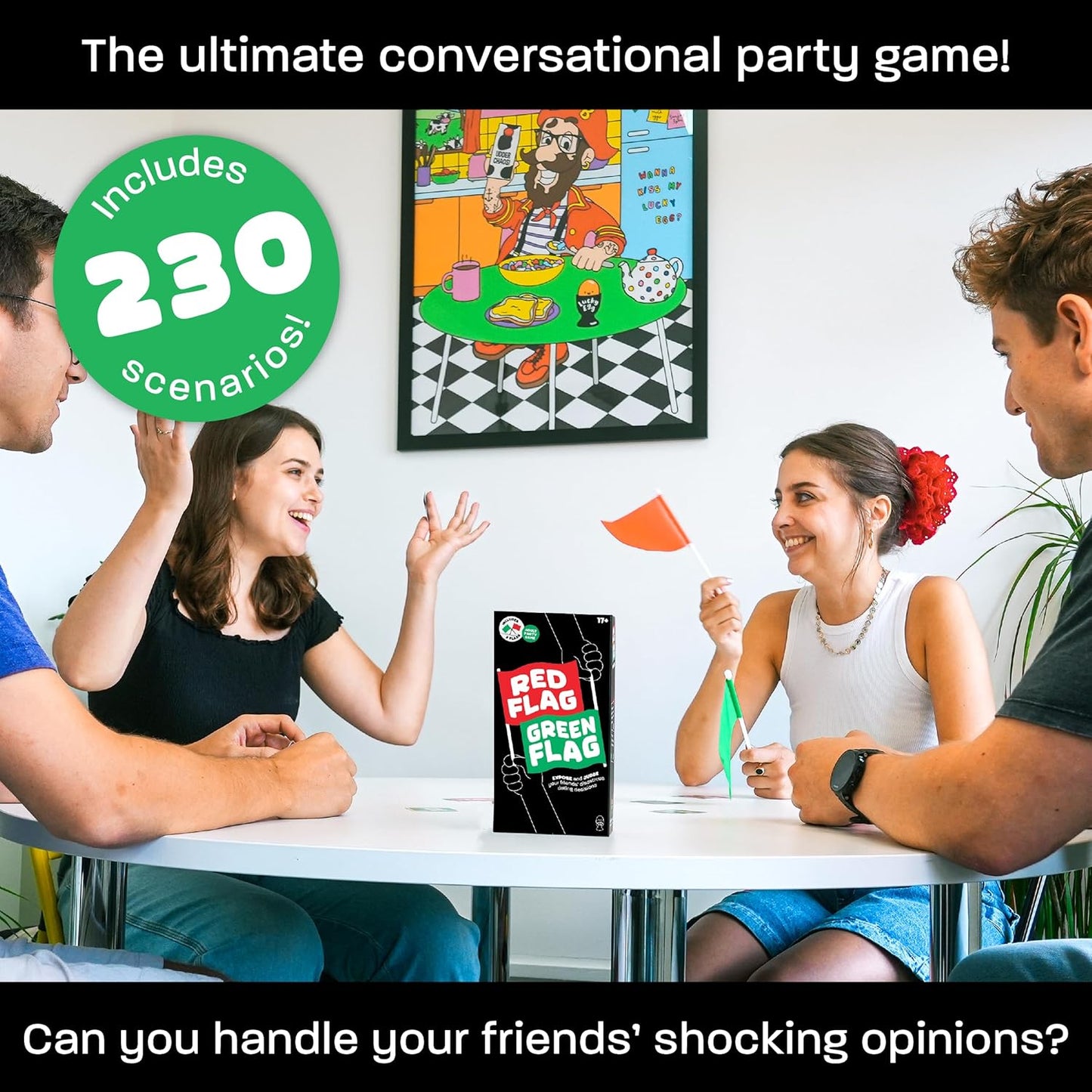 Lucky Egg - Fun Red & Green Flag Party Game - Judge Friends' Dating Decisions - 230 Diverse Questions - Adult Party Game