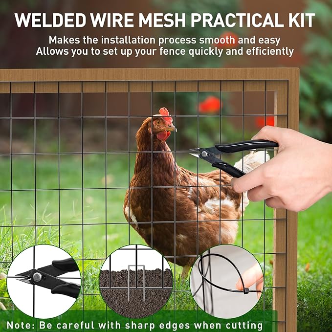 Black PVC Coated Welded Wire Fence 24 Inch x 50 Foot, 2 x 3 Inch 16GA Garden Border Fencing Roll Metal Wire Mesh Animal Barrier Fence for Yard Plant Vegetable Protection Dog Poultry Netting