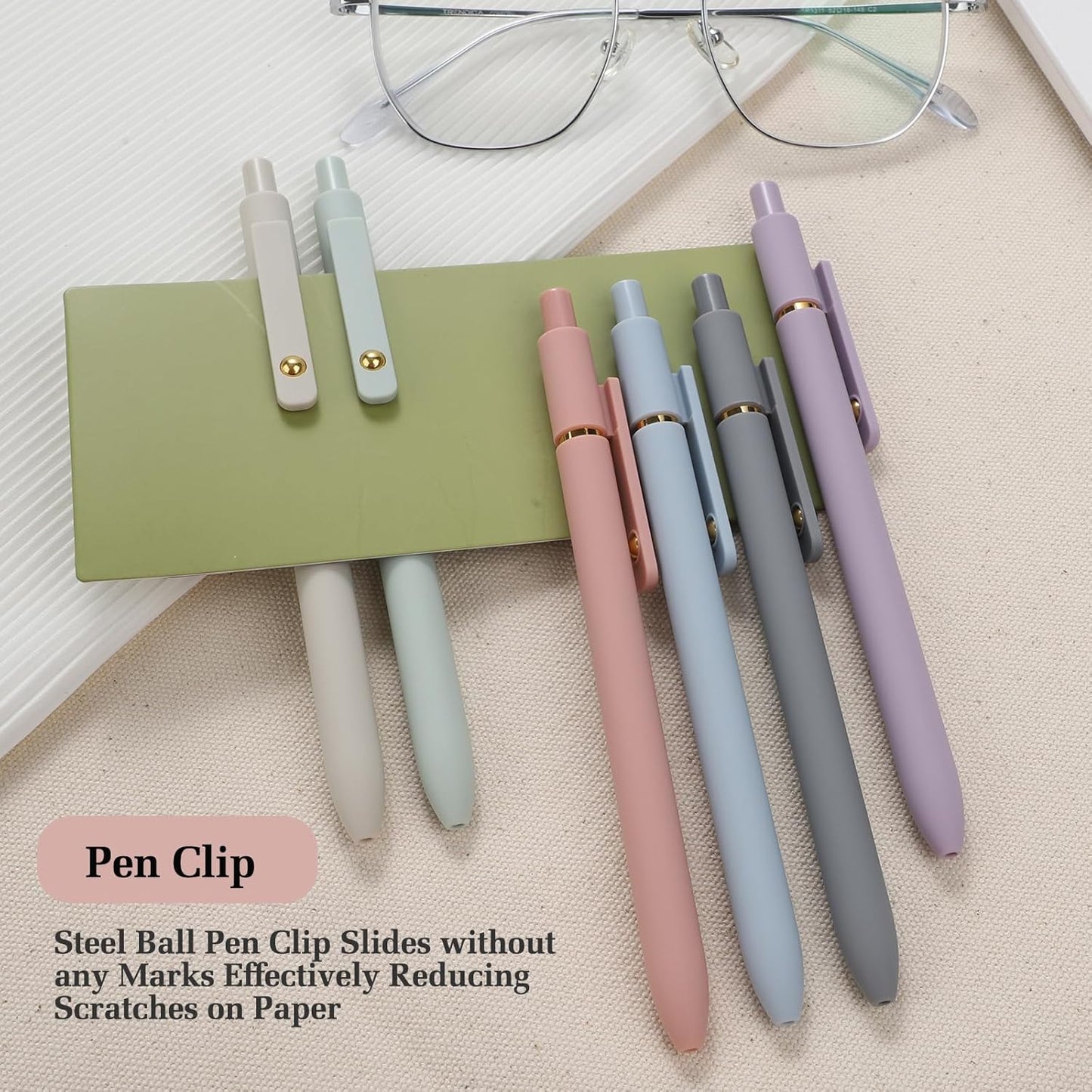 FIOVER Gel Pens, 6pcs 0.7mm Fine Point Black Ink, Smooth Writing Pens for Journaling, Nurse Aesthetic Cute Office School Supplies, Gifts for Women and Men (6Pcs Morandi-Black Ink)