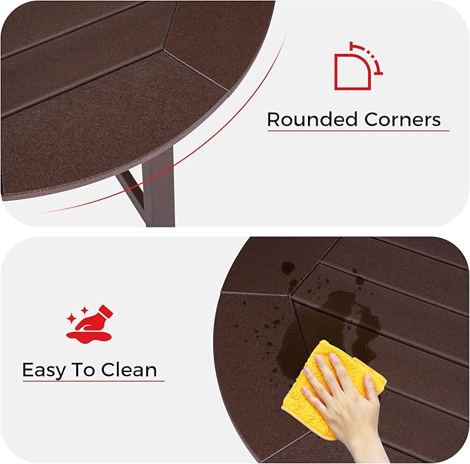 Costaelm Patio Bistro Table, 37" Counter Height Round Patio Cocktail Bar Table with Umbrella Hole, Outdoor Bistro Dining Pub Table for Front Porch Deck Backyard Garden, Dark Brown