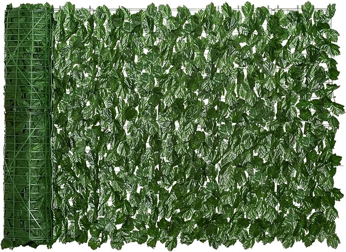 DearHouse Artificial Ivy Privacy Fence, 196.85x39.37inch Artificial Hedges Fence and Faux Maple Leaf Decoration for Outdoor Garden Decor