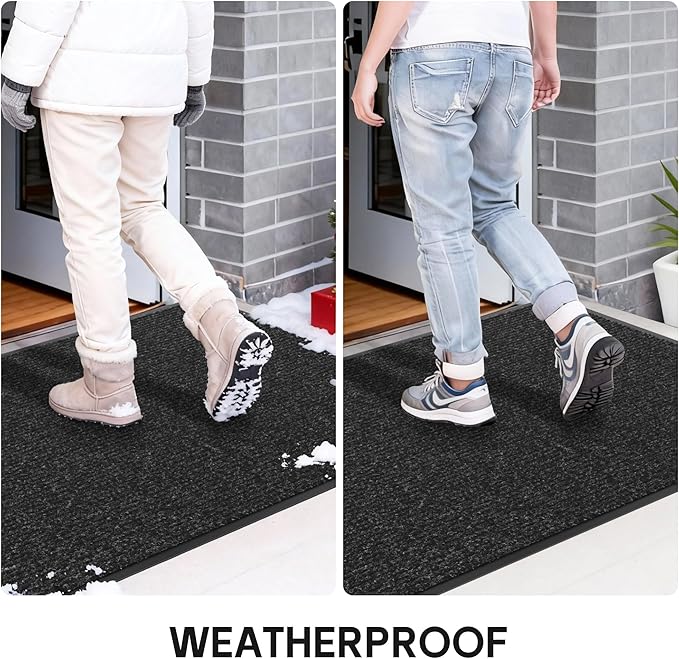 Front Door Mat Indoor Outdoor Entrance, 48" x 72" All-Season Heavy Duty Waterproof Doormat, Non-Slip Absorbent Entryway Mat, Easy to Clean, Low Profile Commercial Floor Mat for Indoor Outdoor