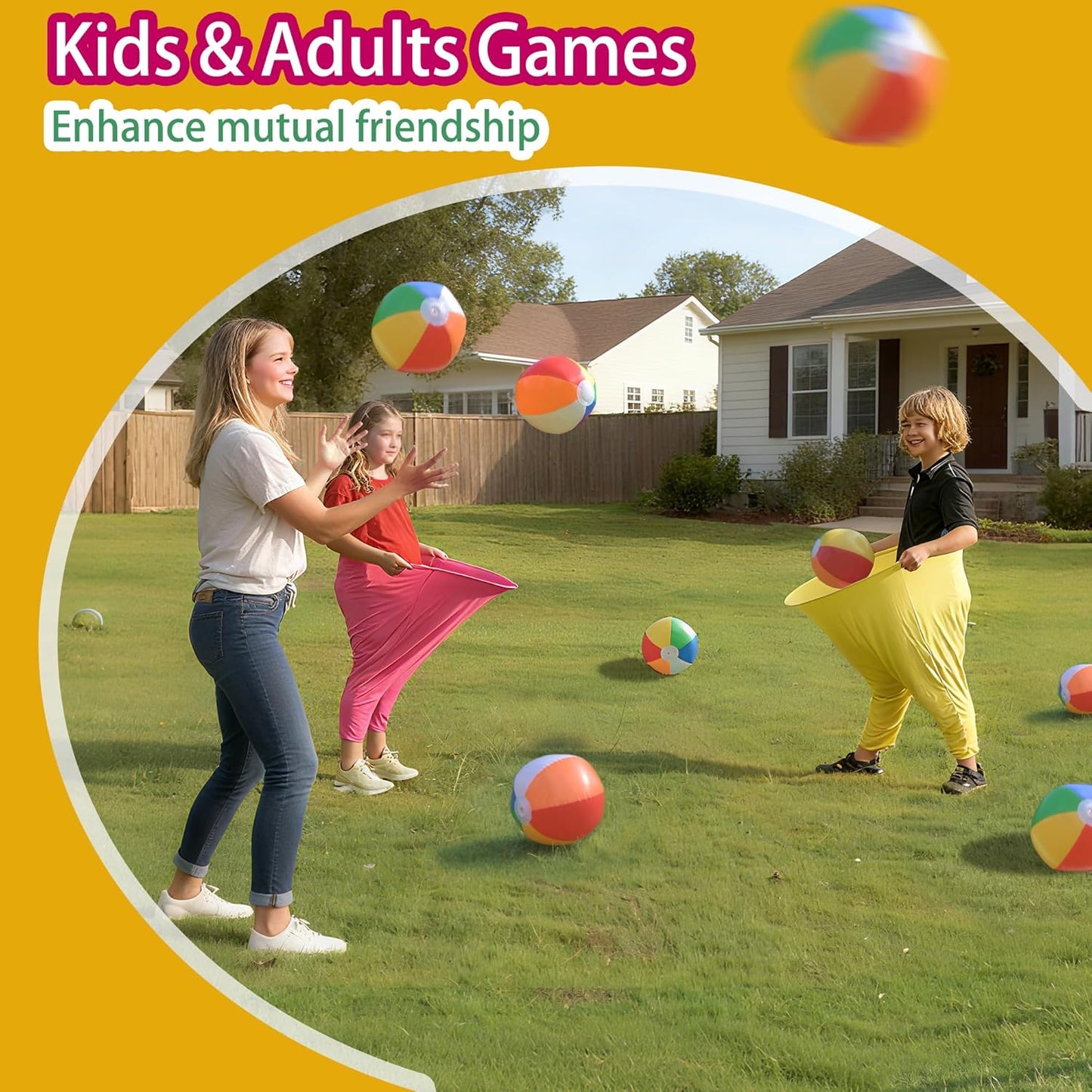 Granny Pants Yard Game, Hilarious Inflatable Ball Relay Set with Granny Giant Stretchy Pants, Ganny Pants Outdoor Game, Balls and Pump, Team Relay Family Reunion Party Field Game Set