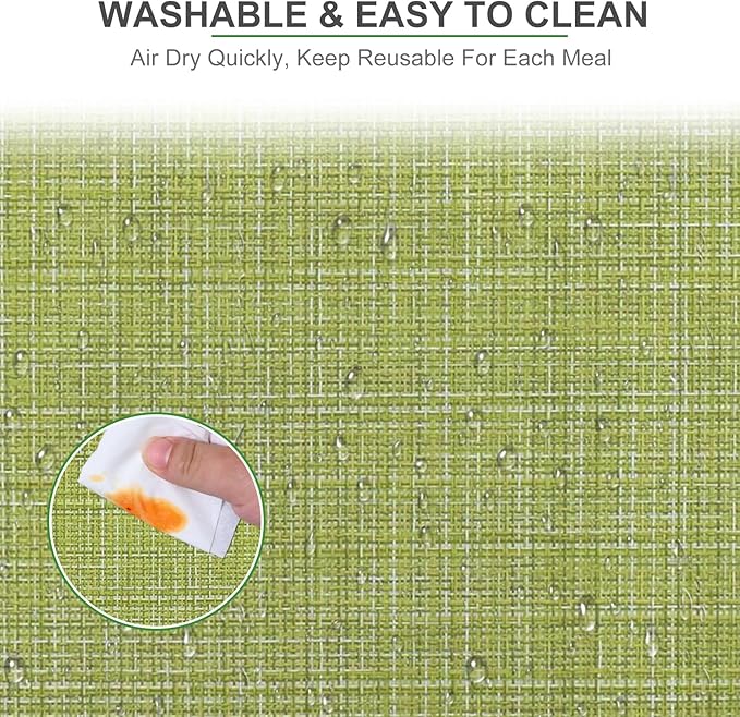 BETEAM Placemats Set of 8, Woven Vinyl Placemat for Dining Table Washable Wipeable Kitchen Place Mats Durable Indoor Outdoor Table Mats