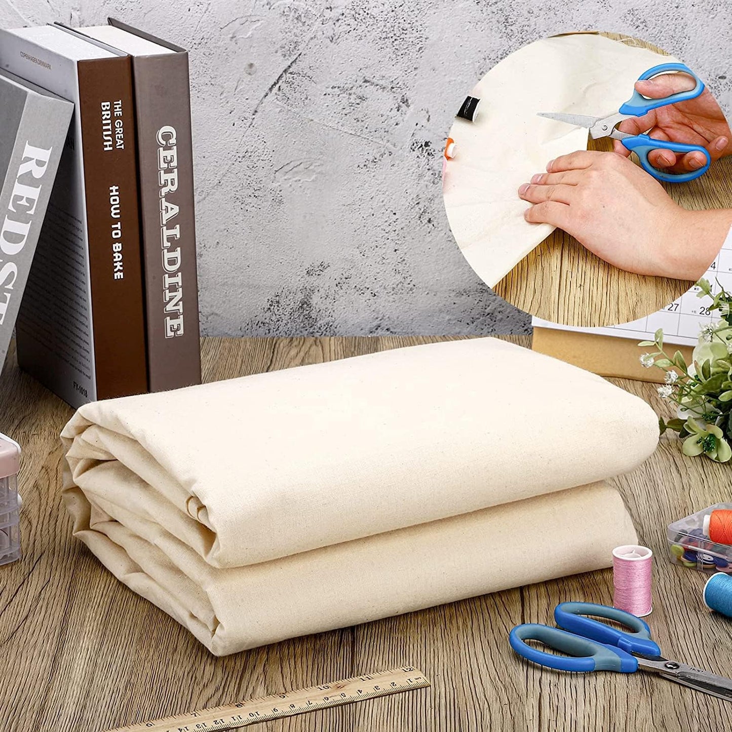 AK TRADING CO. Muslin Fabric/Textile Unbleached - Draping Fabric - Natural 2 Yards Medium Weight - 100% Cotton (63in. Wide)