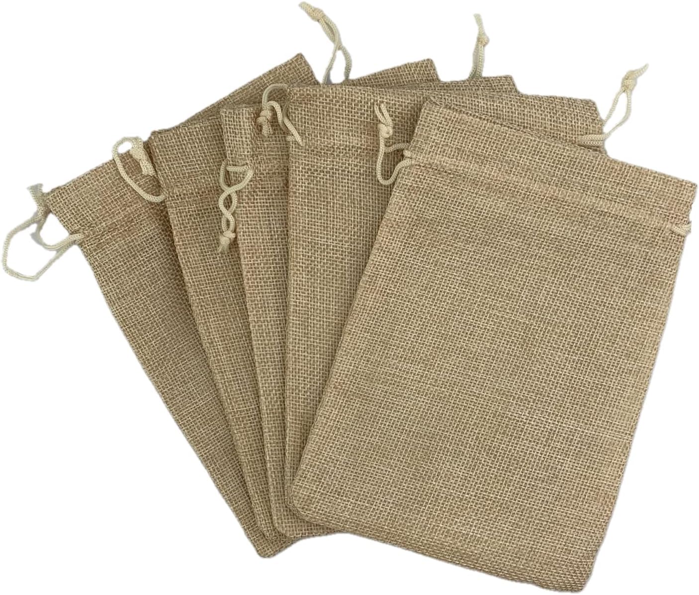 Palmhomee Pack of 25 Burlap Gift Bags with Drawstring Linen Jewelry Pouches Wedding Hessian Jute Bags for Birthday and Treat Pouches Party Wedding Favors Gift (5x7 Inch, Ivory)