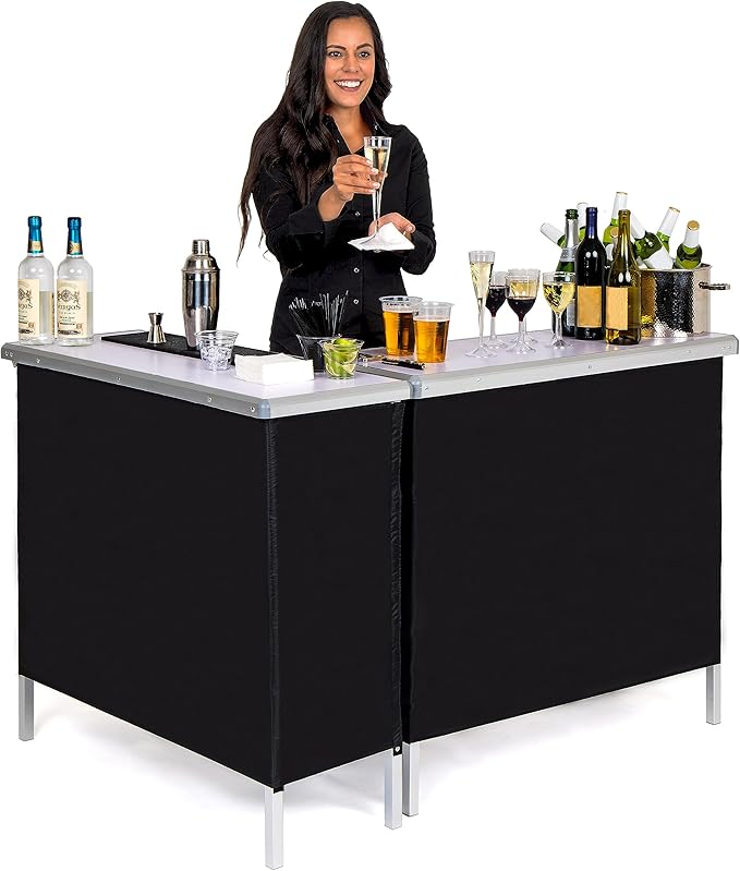 GoPong GoBar Portable Double Bar Table Set - Mobile Bartender Station for Events - Includes Carrying Case