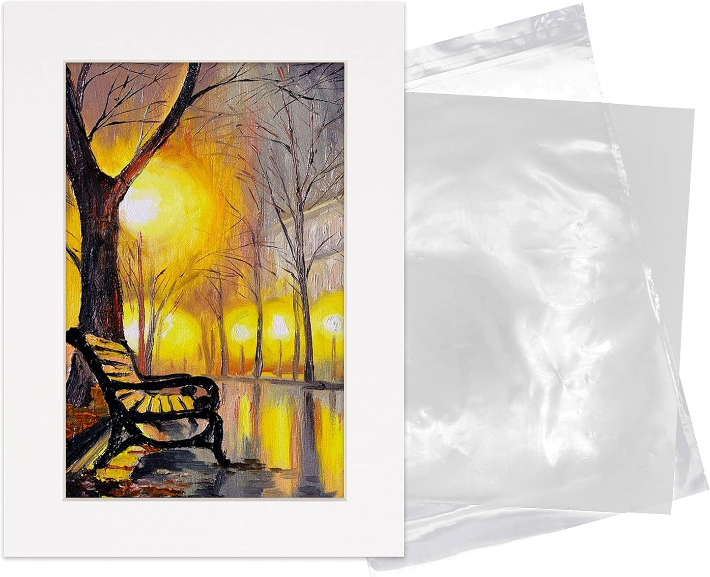 5.5x8.5 Mat for 8.5x11 Frame - Precut Mat Board Acid-Free Show Kit with Backing Board, and Clear Bags White 5.5x8.5 Photo Matte Made to Fit a 8.5x11 Picture Frame Matboard for Framing, Pack of 25 Mats