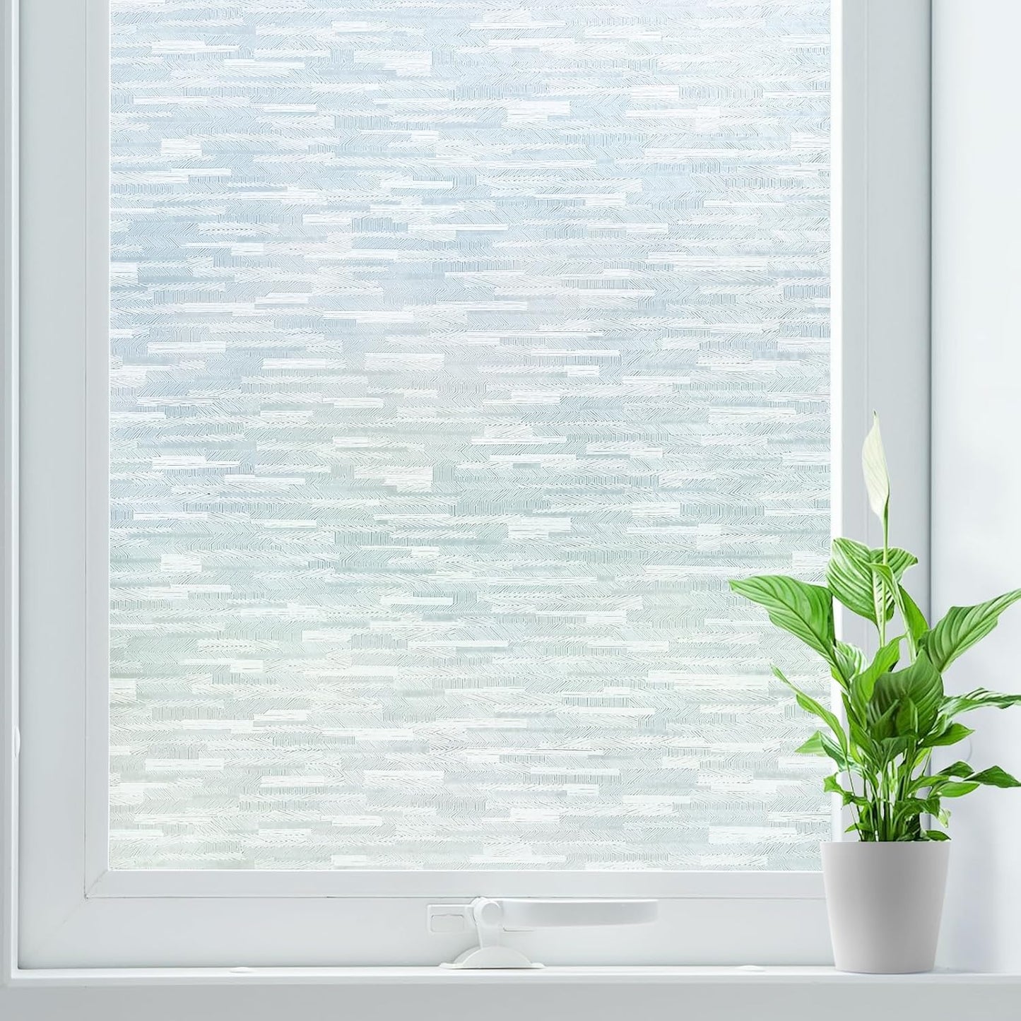 rabbitgoo Window Privacy Film, Frosted Glass Window Film Static Cling Covering, Non Adhesive Privacy Clings Vinyl, Removable Frosting Sticker for Home Decoration, White, 35.4 x 78.7 Inches