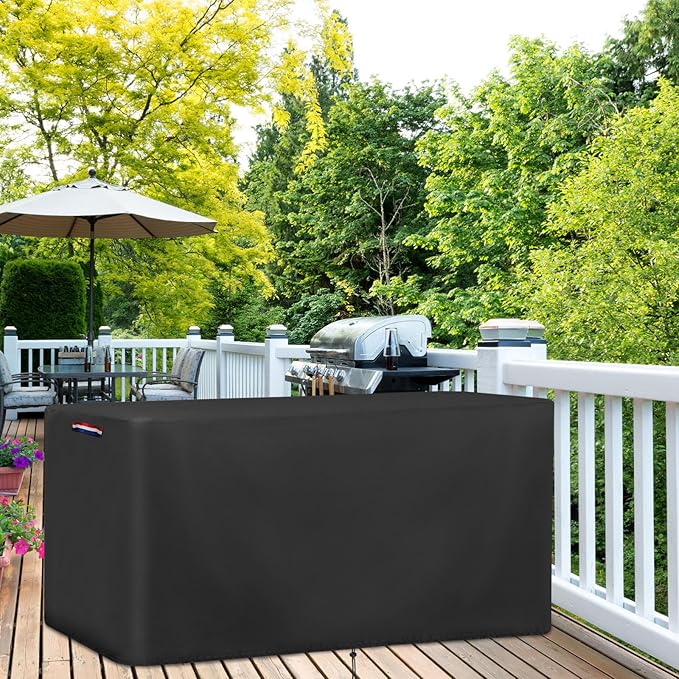 Outdoor Storage Deck Box Cover for Rubbermaid Cabinet, Waterproof Outdoor Storage Container Covers 134 Gal ,Heavy Duty Patio Storage Bench Cover for Patio Furniture,56"L x 28"D x 27"H