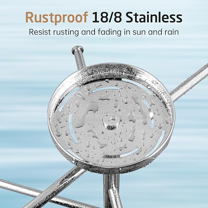 KES Outdoor Towel Tack for Hot Tub, Pool Towel Rack Outdoor with Natural Marble Base 59" H 18/8 Stainless Steel Adjustable 3 Arms with Storage Tray, Polished Finish, OTR200