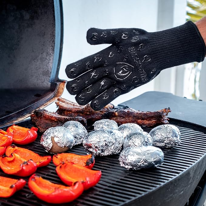 Grill Armor Oven Gloves – 932°F Heat, Fire & Cut Resistant Mitts for BBQ, Grill, Cooking, Grilling, Baking, Smoker & Fire Pit