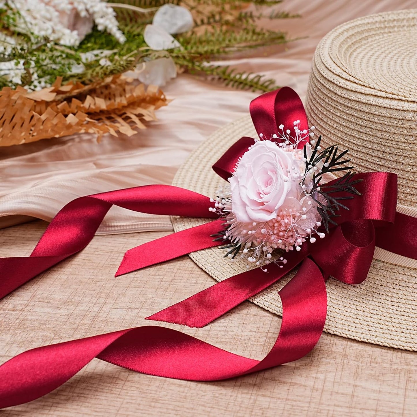 LaRibbons Burgundy Satin Ribbon 1 1/2 Inch 50 Yards, Luxury Double Faced Red Silk Ribbon for Flower Bouquet Crafts Gift Wrapping Wedding Bow Christmas Decoration