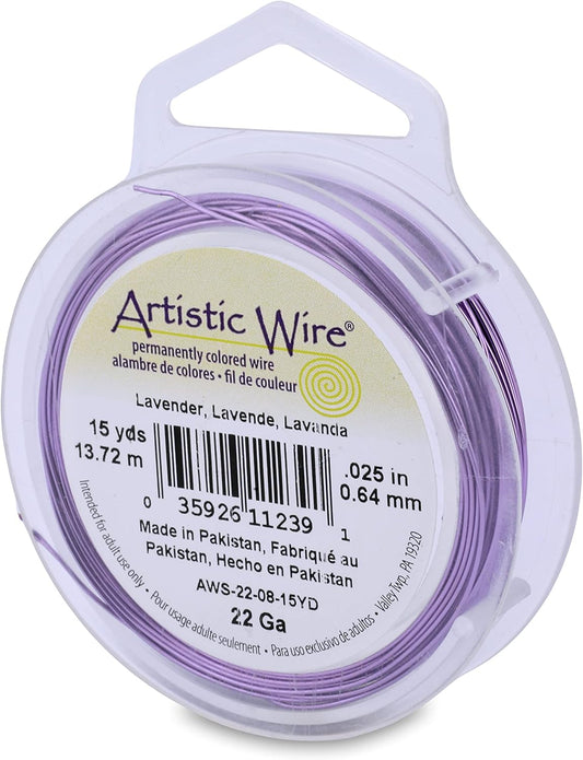 Artistic Wire, 22 Gauge Tarnish Resistant Colored Copper Craft Jewelry Wrapping Wire, Lavender, 15 yd