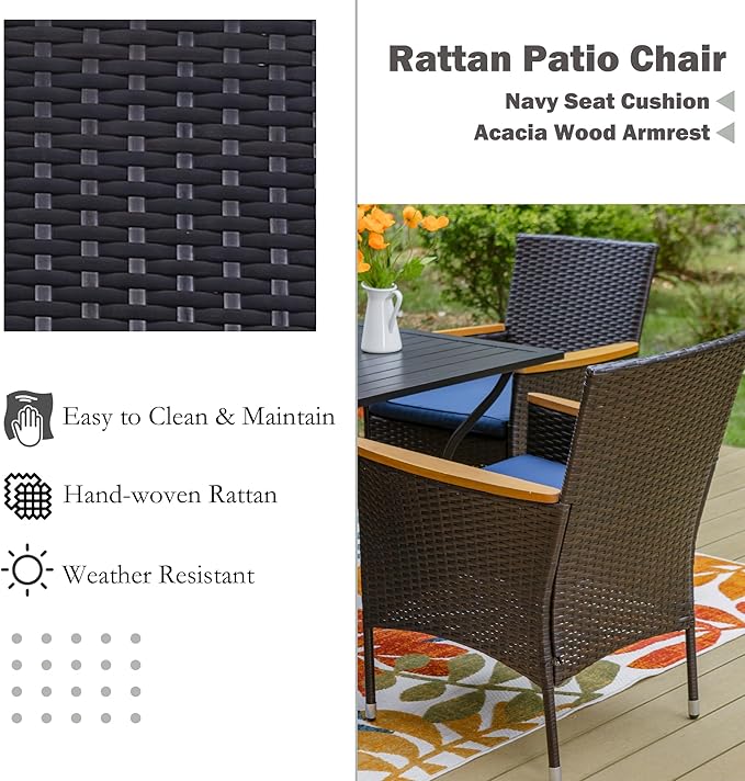 Sophia & William 9 Pieces Patio Dining Set for 8 People, Expandable Rectangular Outdoor Table and 8 Pcs Rattan Chairs, All Weather Metal Patio Table and Chairs Set