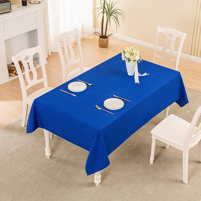 BALCONY & FALCON Rectangle Tablecloth Washable Wrinkle Resistant and Water Proof Table Cloth Decorative Linen Fabric Tablecloths for Dining Parties Kitchen Wedding and Outdoor Use (Royal Blue, 55x95)