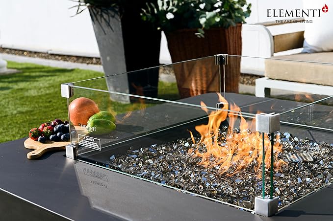 All Fire Table Pit Wind Screens and Stainless Steel Buner Lid from Eelemeti | Eelemeti Plus and Modeno (Wind Screens, Square 23.6" WS - 020)
