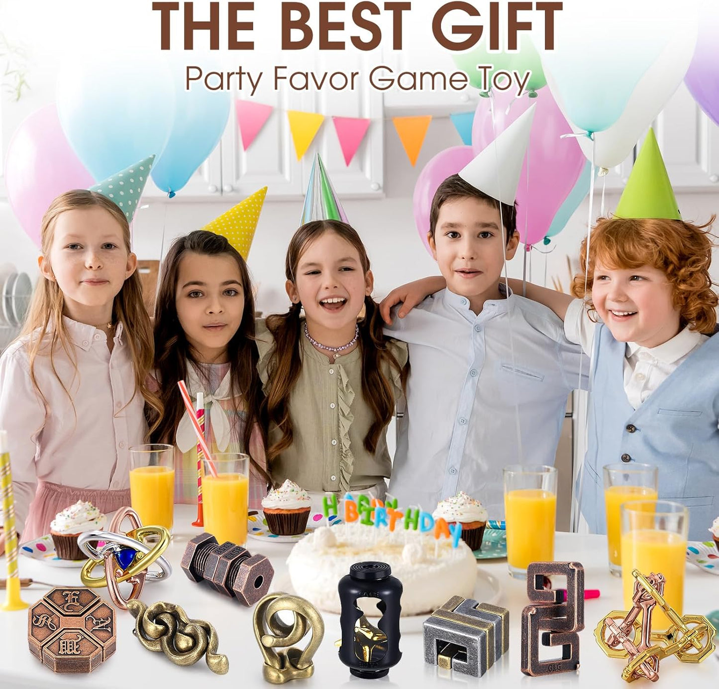 Wettarn 9 Pcs Metal Brain Teaser Puzzles Teaser 3D Steel Puzzle for Adults Unlock Interlocking Games IQ Education Smart Logic Test Toys for Adults Mind Challenge(Adorable Style)