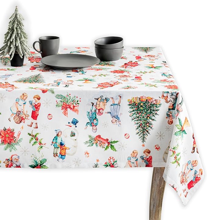 Maison d' Hermine Table Cloth Rectangle Table 100% Cotton 70 x 90 Inches Fall Tablecloth Reusable Everyday Use for Thanksgiving Christmas Decorations Dining Farmhouse Party (Chromo)