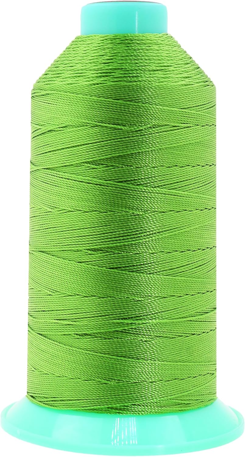 Mandala Crafts Bonded Nylon Thread Apple Green Heavy Duty Sewing Threads - 415 YDs Size 346 210D T350 Tex 350 Thread for Leather Jeans Weaving Outdoor Marine Upholstery Threads