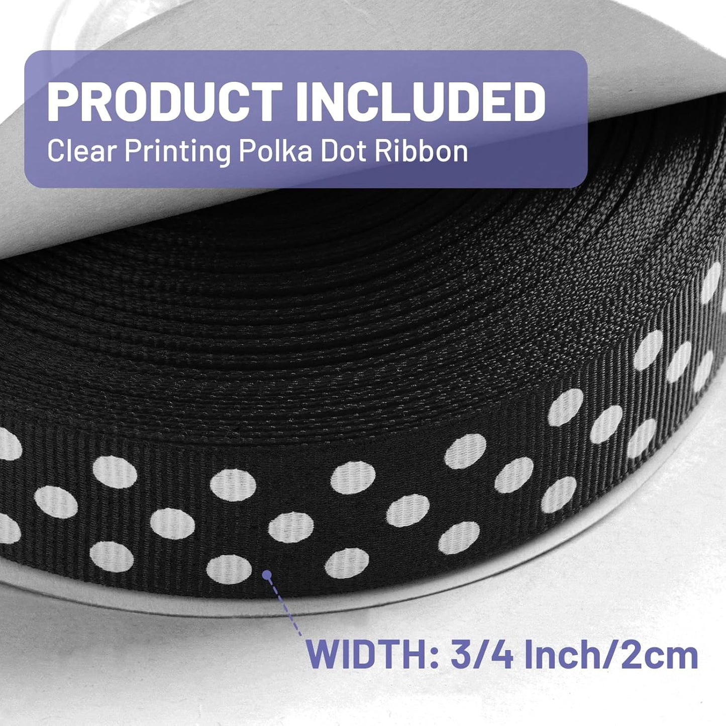 Polka Dot Grosgrain Ribbon 3/4 Inch, 25 Yards Spool Black and White Dot Craft Ribbon for Christmas Gift Wrapping DIY Crafts Hair Bows Wedding Party Decor Sewing and Home Decoration