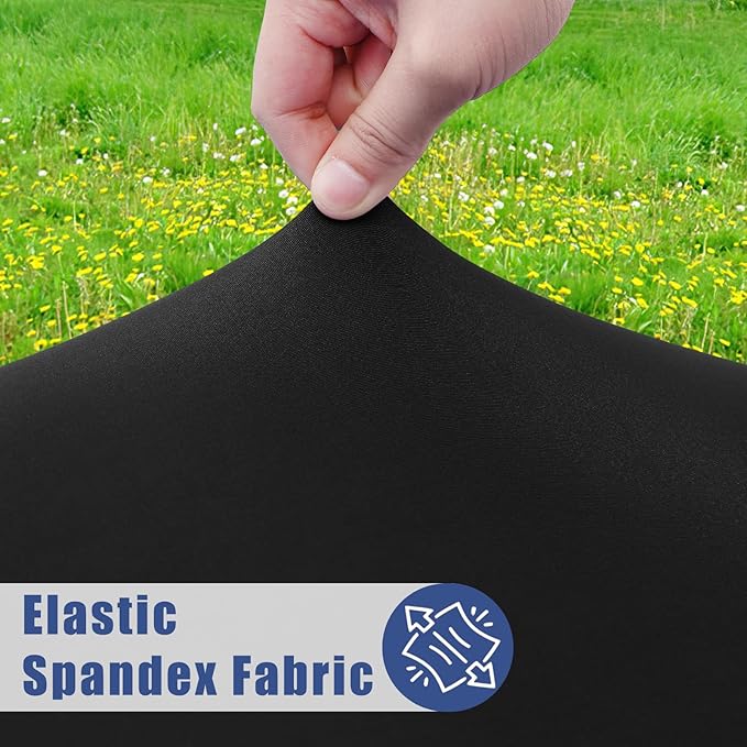 Spandex Square Table Cloth 6 Pack, Elastic Fitted Tablecloths for Picnic, Stretch Washable Patio Table Cover for Outdoor, Camping, Banquet and Parties (Black, 34"x34")