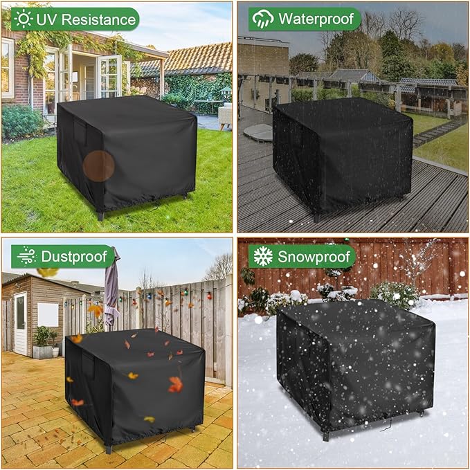 Outdoor Table Cover Square 34 inch Patio Table Cover Waterproof Patio Furniture Covers Rectangular for Outside Small Table and Chair Sets, Fire Pit, Coffee Table, Ottoman-34"L x 34"W x 28"H