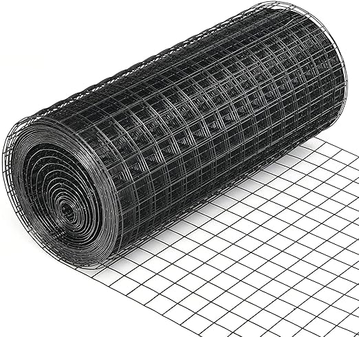 Fencer Wire 16 Gauge Hardware Cloth, Black Vinyl Coated Welded Wire Mesh, Chicken Coop Wire Fence, 1.5 inch x 1.5 inch Grid (7 ft. x 100 ft.)