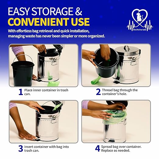Pet Fit For Life 11" Tall Galvanized Steel Trash Can - Features Step Foot Pedal, Lid Lift - Plastic Inner Lining & Custom Liner Bags - Weather-Resistant, Covered Bin for Lawn & Yard (5L/1.3 Gallons)