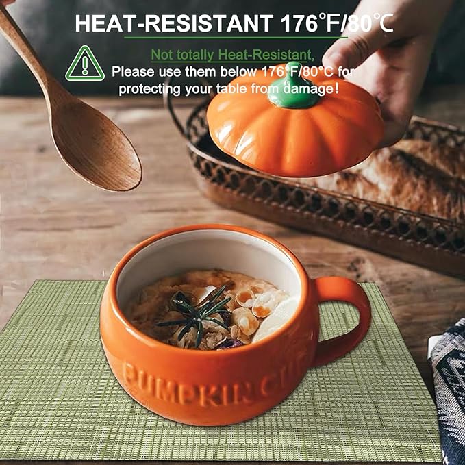 BETEAM Placemats Set of 4, Woven Vinyl Placemat for Dining Table Washable Wipeable Kitchen Place Mats Durable Indoor Outdoor Table Mats