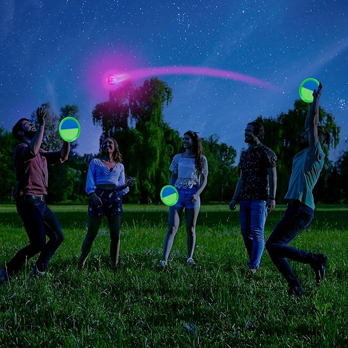 Ayeboovi Kids Outdoor Beach Pool Toys Toss and Catch Ball Set Upgraded Light UP Ball Yard Lawn Games for 3-12 Years Boys Girls Toddlers Birthday Gifts Stocking Stuffers-Green