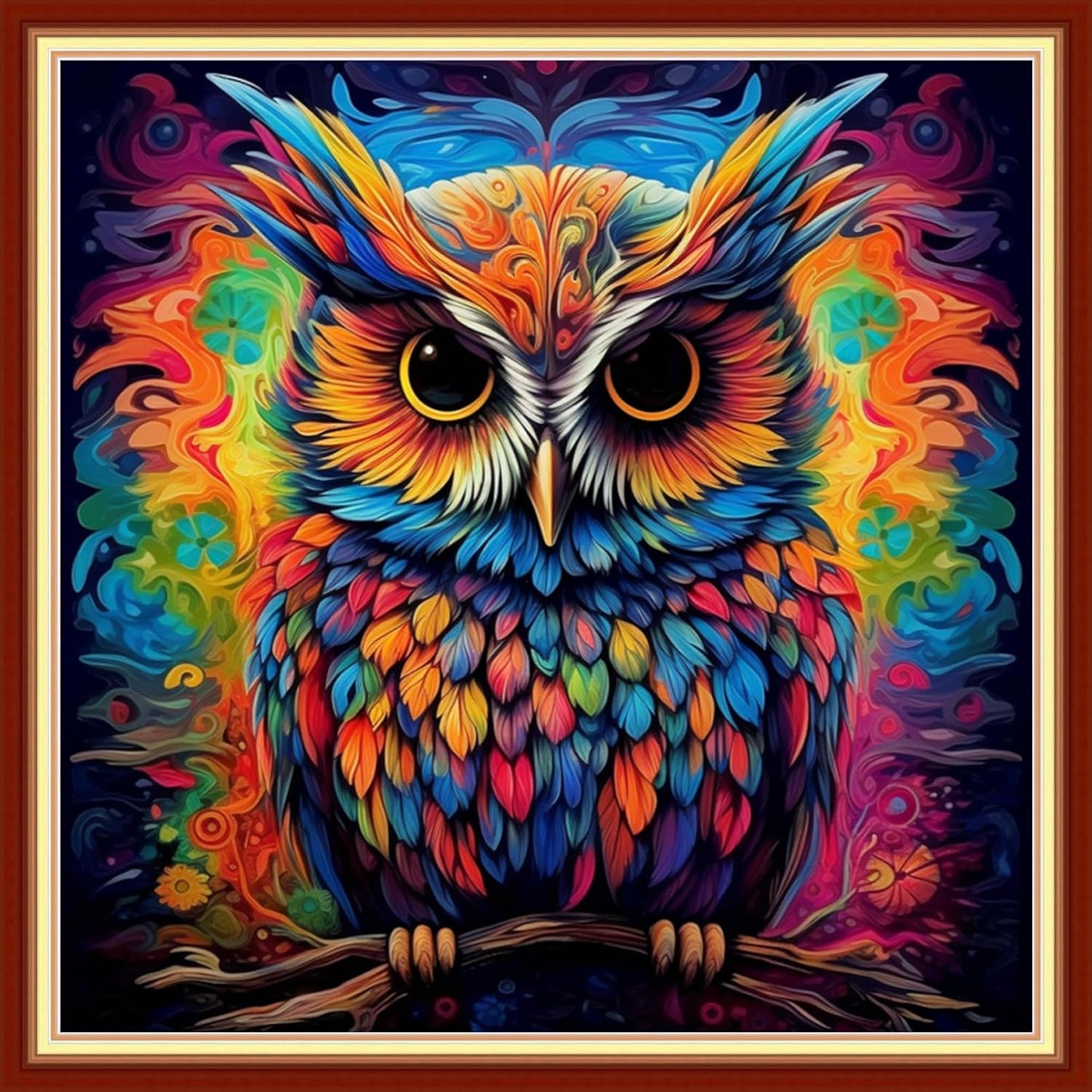Redxing Stamped Cross Stitch Kits Full Range of Embroidery Starter Kits- Needlepoint Counted Cross Stitch Kits for Beginner Adults 11CT Printed Embroidery Kit-Magic Owl 18x18 inch