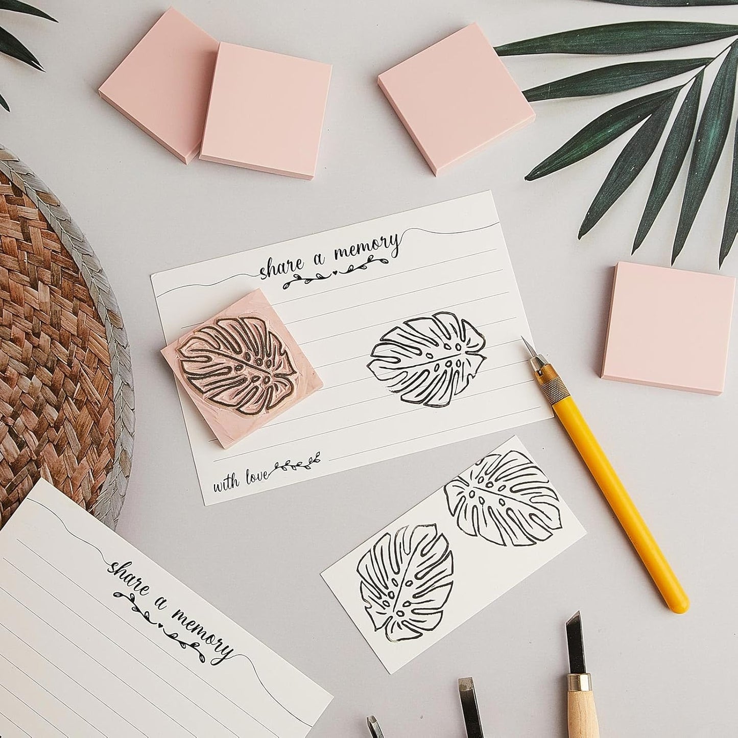 Frienda 12 Pcs 2" X 2" Rubber Carving Blocks Linoleum Blocks for Printmaking, Stamp Making, DIY Crafting, Scrapbook, Painting, Soft and Easy to Carve (Pink)