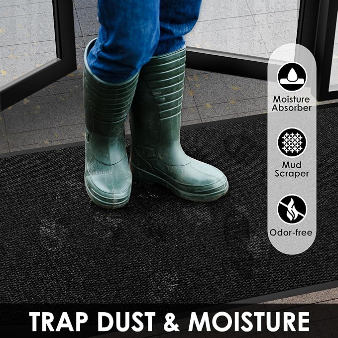 4′ x 62′ Front Door Mat Indoor Outdoor Entrance, Commercial Floor Mat Heavy Duty Dirt Trapper Entryway Doormat, Custom Size Non Slip Rubber Backing Welcome mat, Door Mat for High Traffic Area
