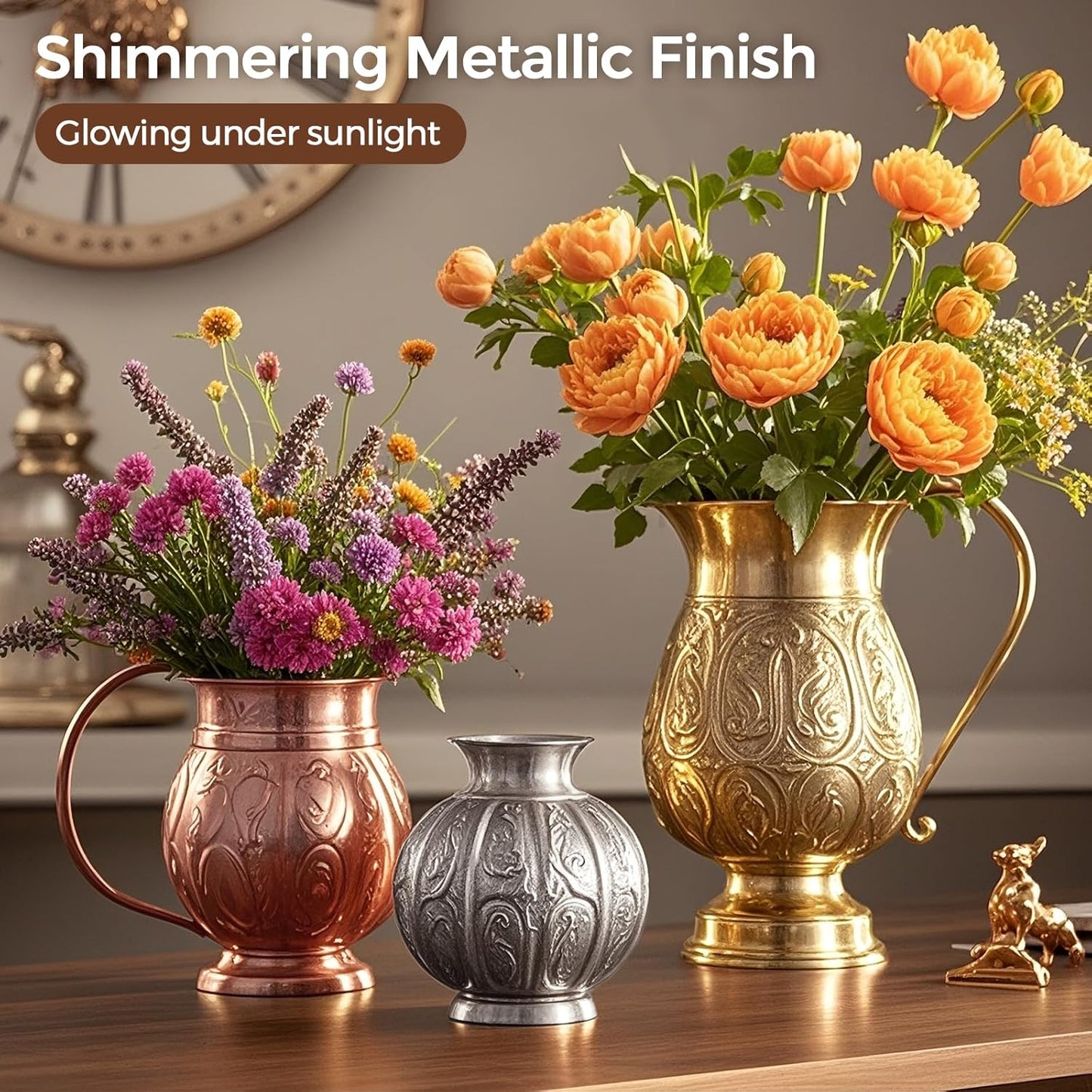 Nicpro Acrylic Paint Metallic, 6 Colors Gold, Silver, Copper, Brass, Bronze, DeepGold, 24oz/720ml Gold Leaf Paint, Non Toxic, Non Fading Paints for Art Painting, Handcrafts, Ideal for Multi-surface