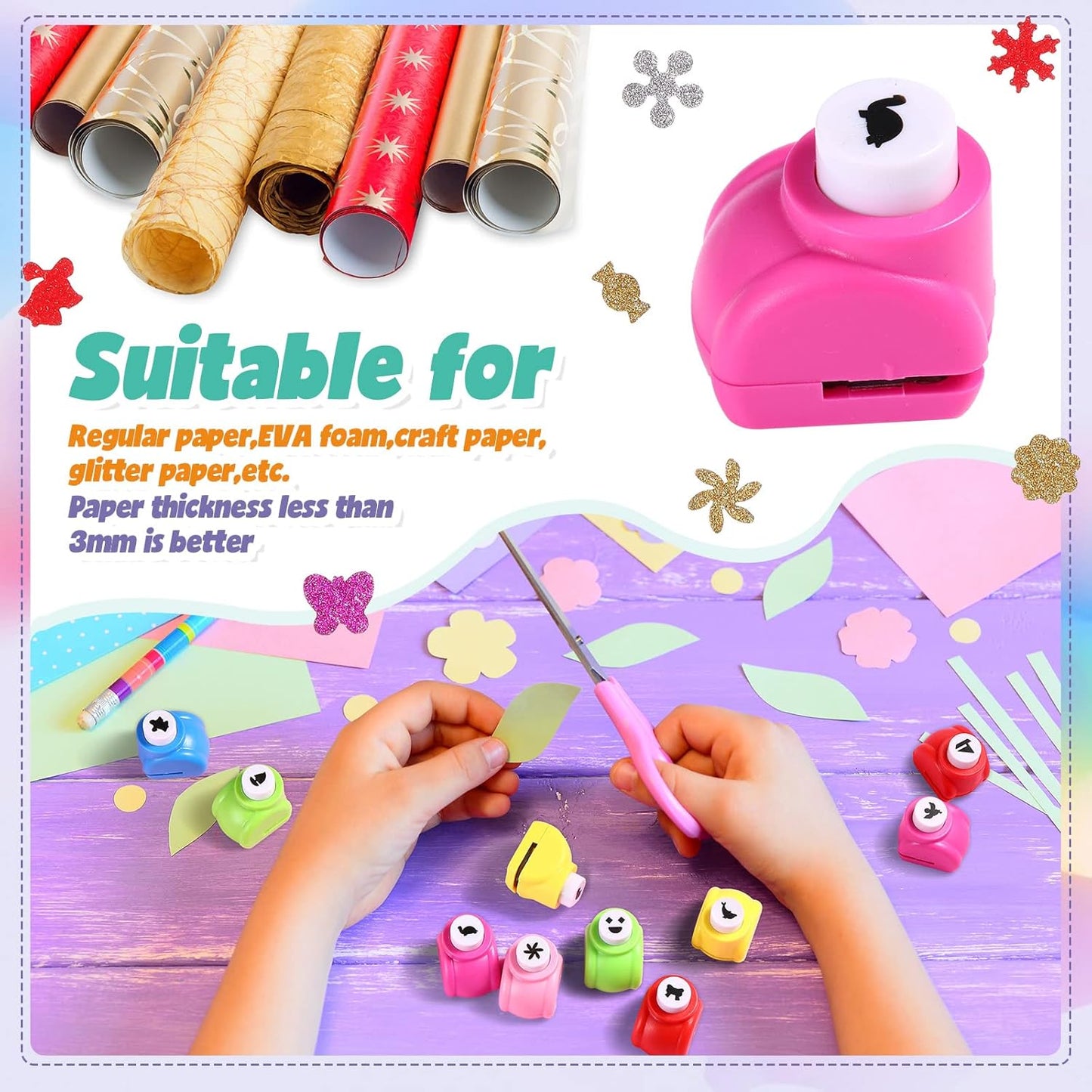Geyee 68 Pieces Scrapbook Paper Punch Hole Punches Shape Mini Gift Card Punch Small Scrapbooking Shape Cutters for Nail Stamp Supplies DIY Craft Fun Projects, 68 Styles